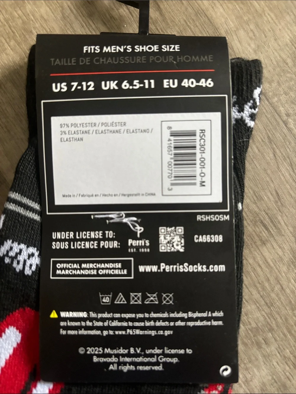 The Rolling Stones Black Socks with Red Tongue Logo Pattern